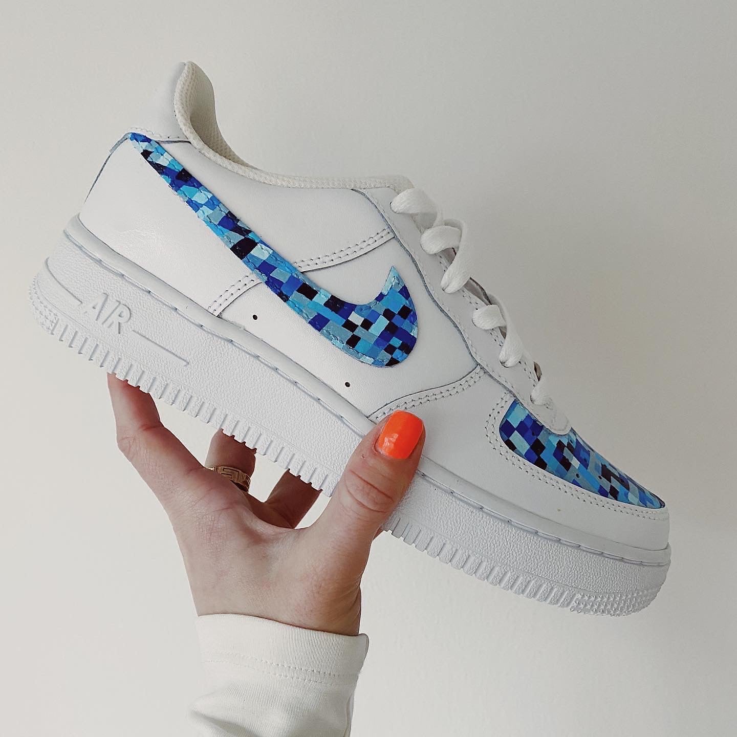 Blue Bird Pixelated Sneakers